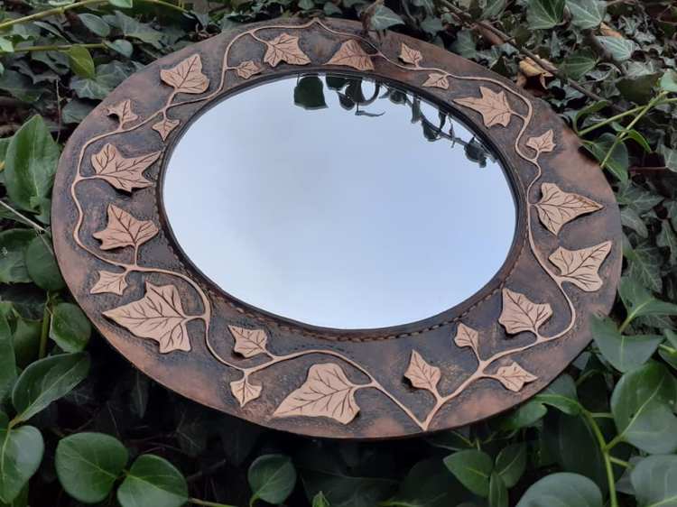 Miroir en cuir brun de Cuir et Minéraux